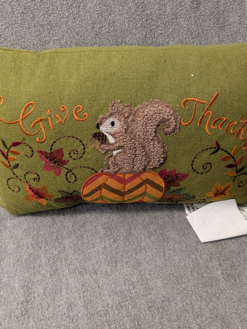 New! Give Thanks Embroidered Pillow